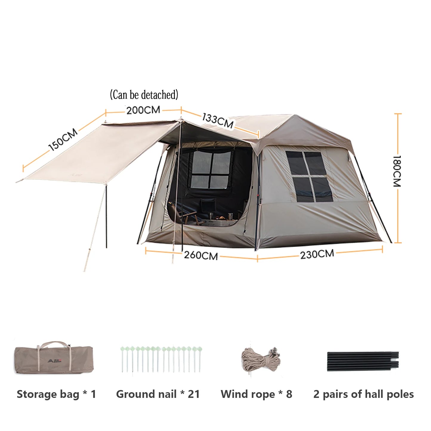 BISINNA One-touch Ridge Type Tent Titanium Glue 3-4 Person Outdoor Automatic Camping Family Tent by Anti Spier