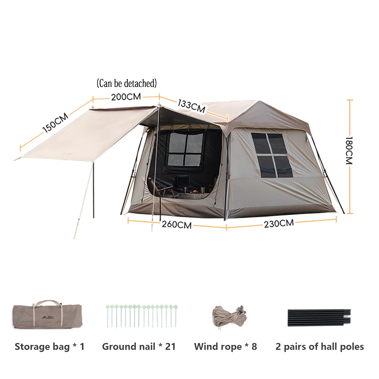 BISINNA One-touch Ridge Type Tent Titanium Glue 3-4 Person Outdoor Automatic Camping Family Tent by Anti Spier