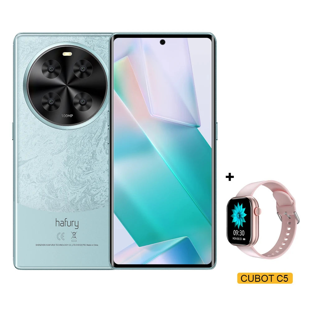 Cubot Hafury Meet, 6.67" 120Hz AMOLED Curved Screen, Smartphone Android, 24GB RAM(12GB+12GB),256GB ROM,Helio G99,Octa-core,100MP by Anti Spier