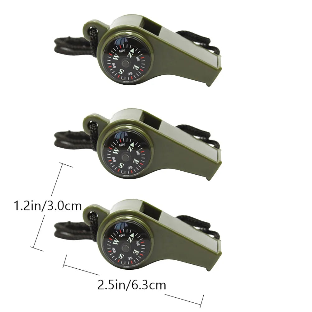3 Pcs Compass Whistle Rescue Multifunction Camping Outdoor Survival Thermometer by Anti Spier