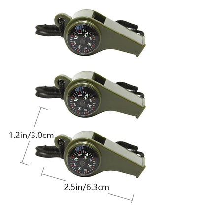 3 Pcs Compass Whistle Rescue Multifunction Camping Outdoor Survival Thermometer by Anti Spier