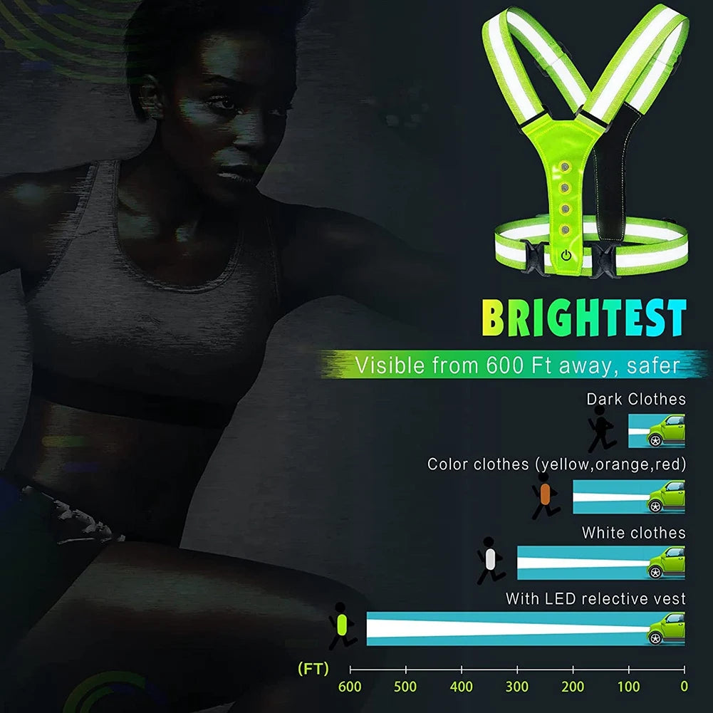 LED Reflective Running Vest,Adjustable Elastic Running Safety Gear LED Light Up Vest Perfect for Running,Walking,Cycling by Anti Spier