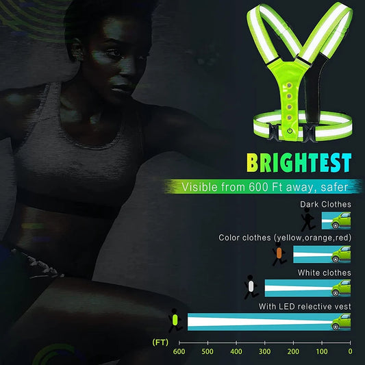 LED Reflective Running Vest,Adjustable Elastic Running Safety Gear LED Light Up Vest Perfect for Running,Walking,Cycling by Anti Spier
