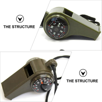 3 Pcs Compass Whistle Rescue Multifunction Camping Outdoor Survival Thermometer by Anti Spier