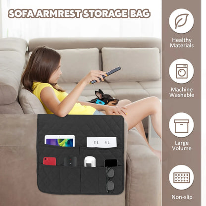 Sofa Armrest Storage Bag with 6 Pockets Waterproof Remote Organizer Reusable Sofa Storage Caddy Washable Armchair Organizer by Anti Spier