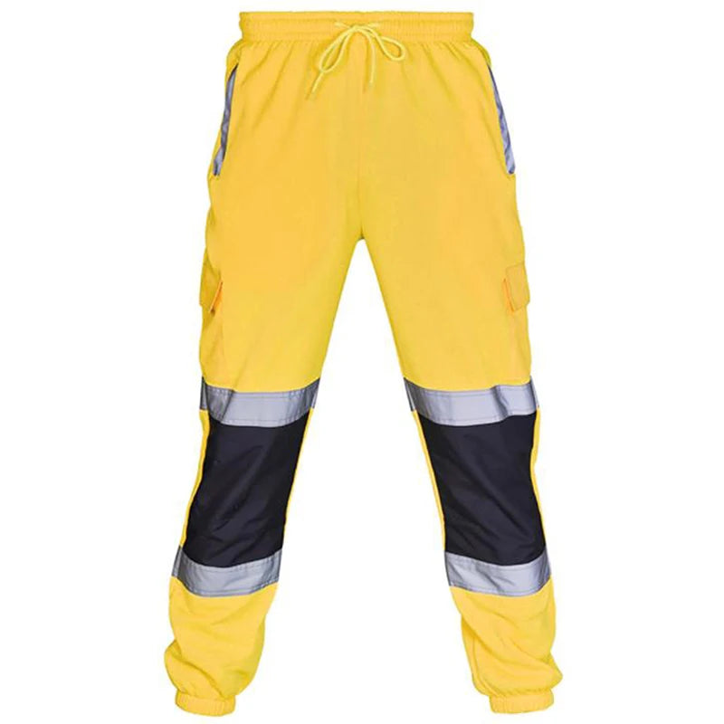 Mens Work Uniform Bottoms Safety Sweat Pants Striped Reflective Pants Loose Mens Jogging Trousers Joggers Patchwork Workwear by Anti Spier