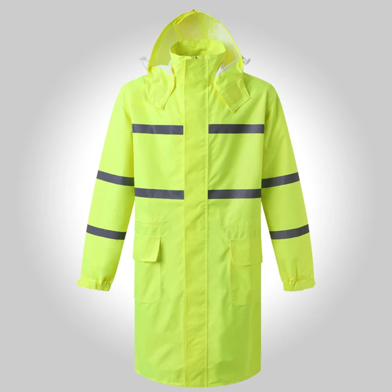 Hi Vis Rain Jacket Reflective Safety Long Rain Coat for Men And Women by Anti Spier