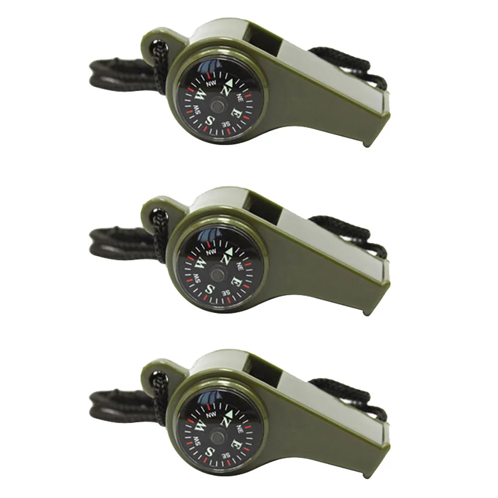 3 Pcs Compass Whistle Rescue Multifunction Camping Outdoor Survival Thermometer by Anti Spier