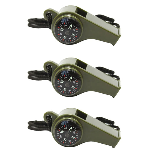 3 Pcs Compass Whistle Rescue Multifunction Camping Outdoor Survival Thermometer by Anti Spier