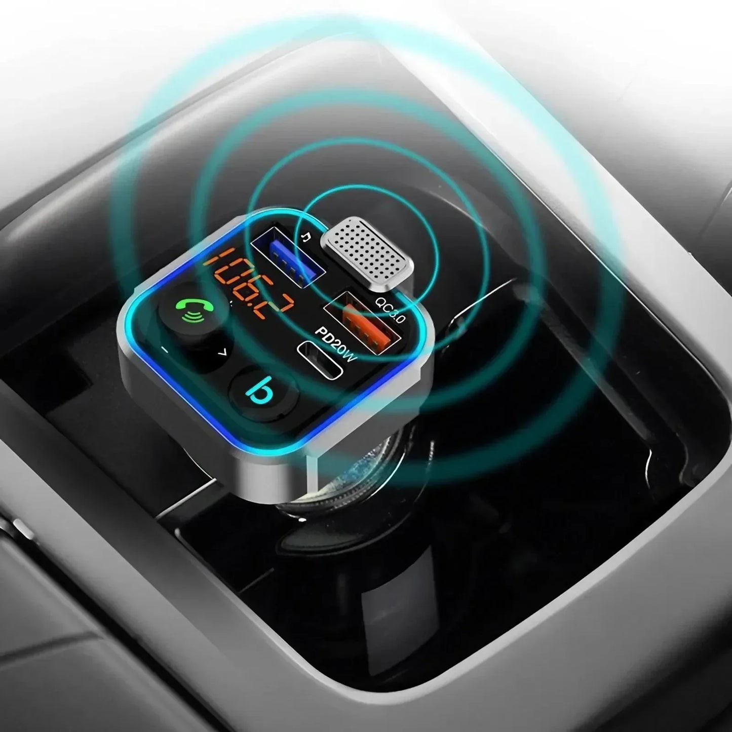 Bluetooth 5.0 FM Transmitter Car Kit - Wireless Hands-Free MP3 Player, Dual USB Quick Charger, PD 20W + QC 3.0, Car Audio Receiv by Anti Spier