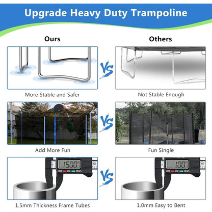 14 FT Outdoor Trampoline for and Adults With Basketball Hoop & Enclosure Net Jump Gym Elastic Bed Protector Trampoline Fitness by Anti Spier