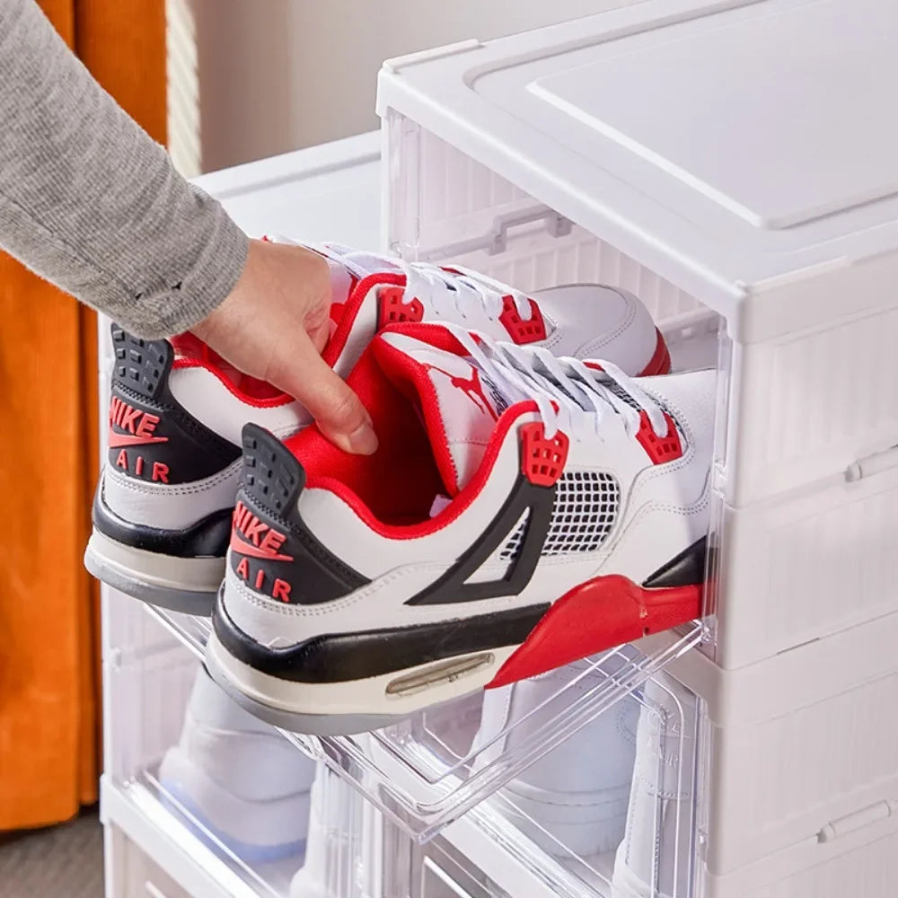 Foldable Shoe Rack Organizer 6 Layers Transparent Tackie Box Collapsible Home Sneaker Storage Stackable Shoes Cabinet For Closet by Anti Spier