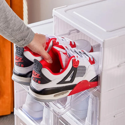 Foldable Shoe Rack Organizer 6 Layers Transparent Tackie Box Collapsible Home Sneaker Storage Stackable Shoes Cabinet For Closet by Anti Spier