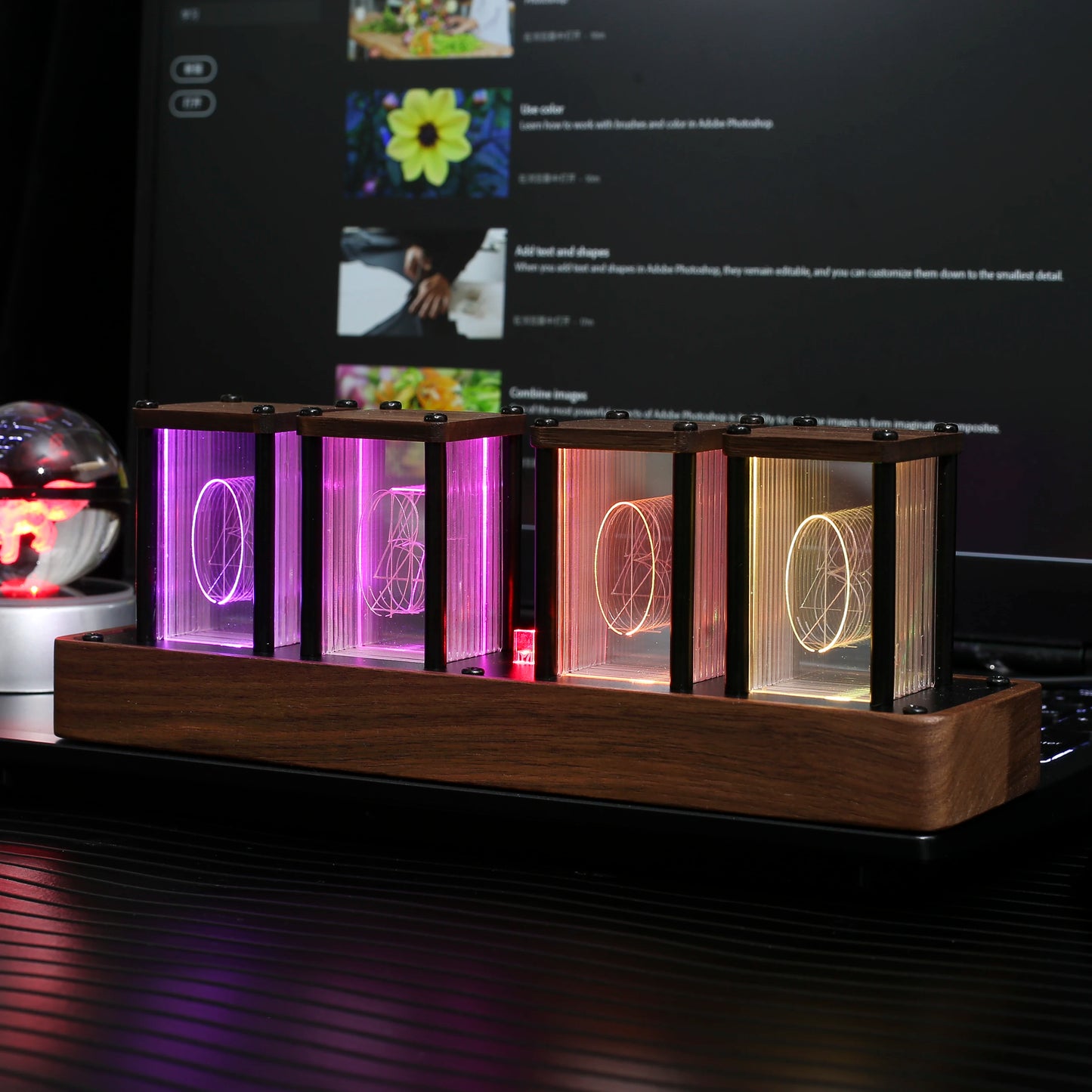 Clocteck Nixie Tube Clock Wifi Digital RGB LED Desk Large Display rgb Clock for Bedroom desk No Assembly Required - Vintage Gift by Anti Spier