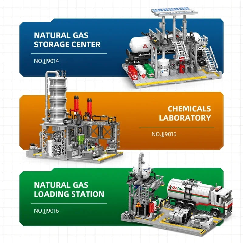 City Street View Building Blocks Natural Gas Storage Center Laboratory Transport Station 3 In 1 Assembly Model Bricks Kids Toys by Anti Spier
