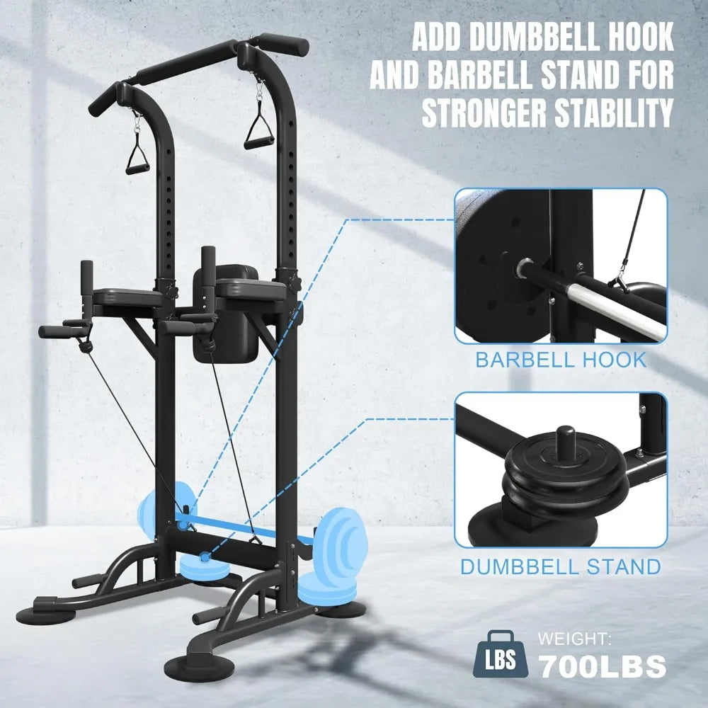 Pull Up Dip Station for Home Gym, Power Tower with Backrest, Adjustable Height Pull Up Bar Stand by Anti Spier