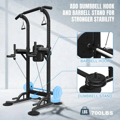 Pull Up Dip Station for Home Gym, Power Tower with Backrest, Adjustable Height Pull Up Bar Stand by Anti Spier