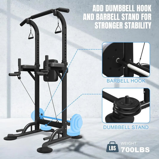Pull Up Dip Station for Home Gym, Power Tower with Backrest, Adjustable Height Pull Up Bar Stand by Anti Spier