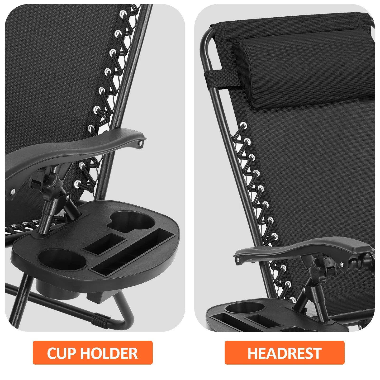 Zero Gravity Chair Patio Recliner Chair Folding Camping Chairs with Cup Holder Adjustable Headrest Reclining Lounge Chair by Anti Spier