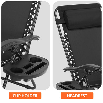 Zero Gravity Chair Patio Recliner Chair Folding Camping Chairs with Cup Holder Adjustable Headrest Reclining Lounge Chair by Anti Spier