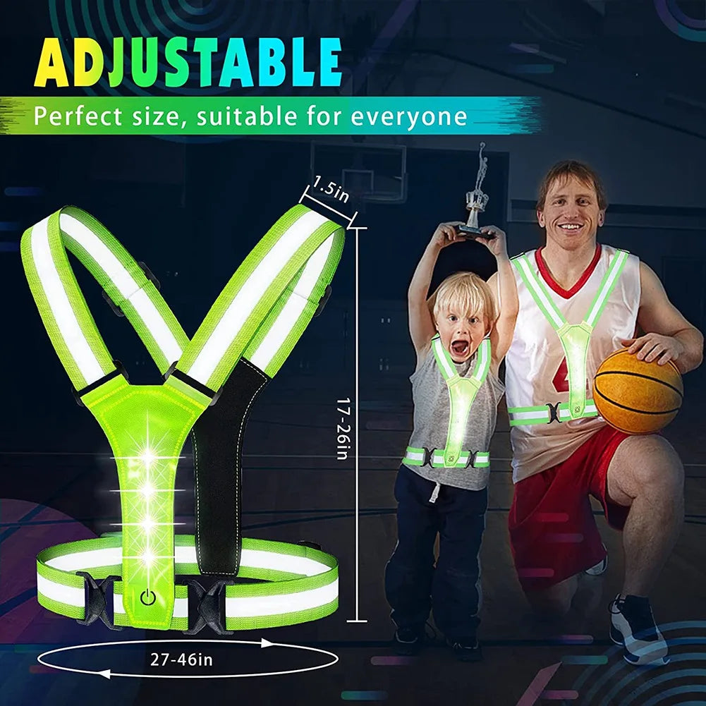 LED Reflective Running Vest,Adjustable Elastic Running Safety Gear LED Light Up Vest Perfect for Running,Walking,Cycling by Anti Spier