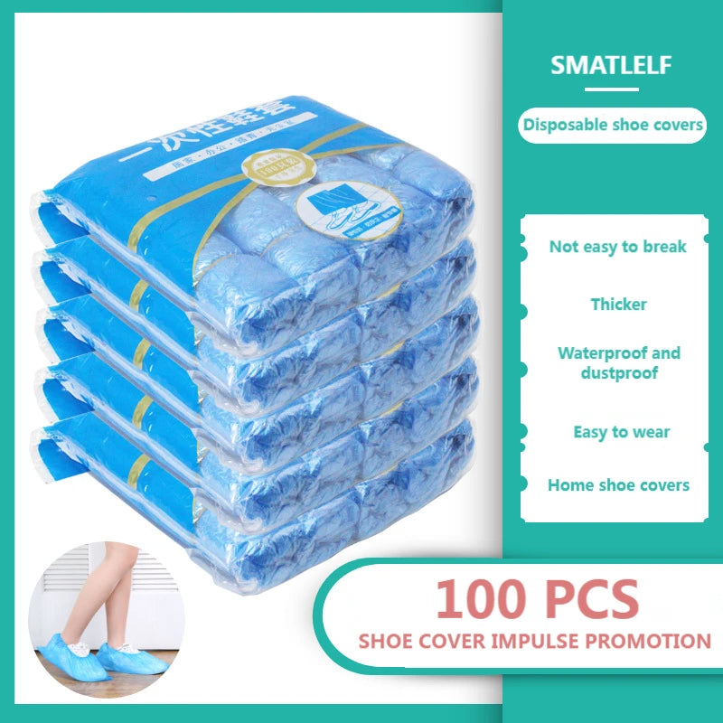 Portable Waterproof Boot Covers Plastic Non-slip Wear Disposable Shoe Covers Overshoes Rain Shoe Covers Mud-proof 1Pack/100 Pcs by Anti Spier
