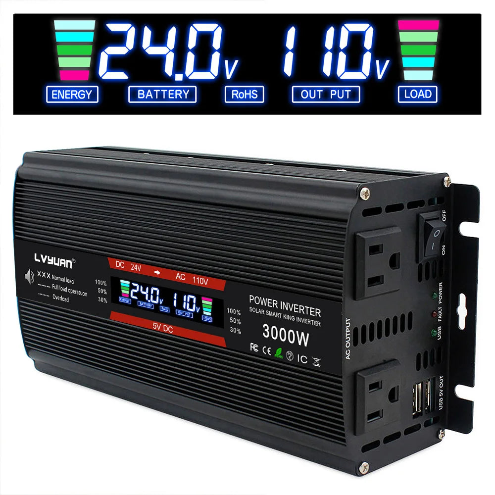 1500W/3000W Inverter Modified Sine Wave Inverter DC12VAC 110V Outdoor Working Power Converter With LCD Display by Anti Spier