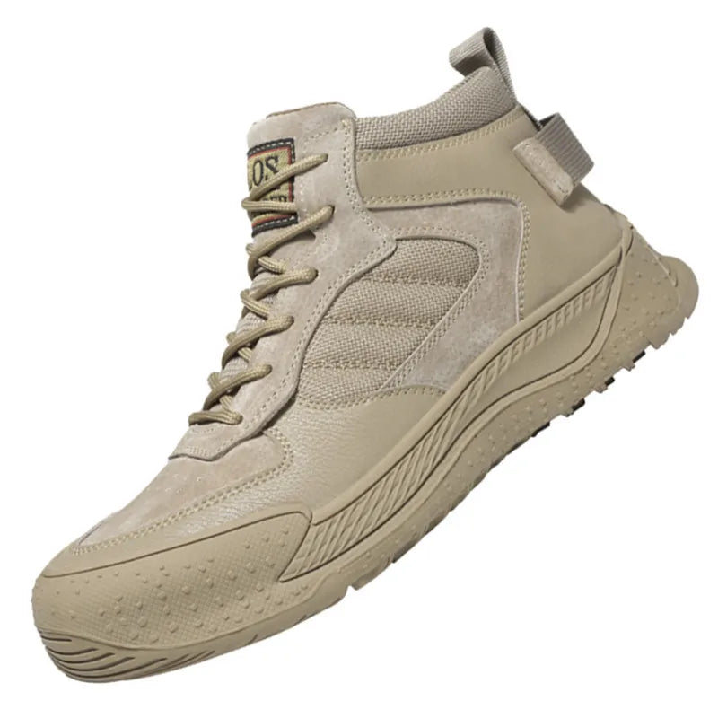 Reflective Strip Design Safety Work Shoes For Men Cow Suede Leather Indestructible Construction Boots Steel Toe Male Footwear by Anti Spier