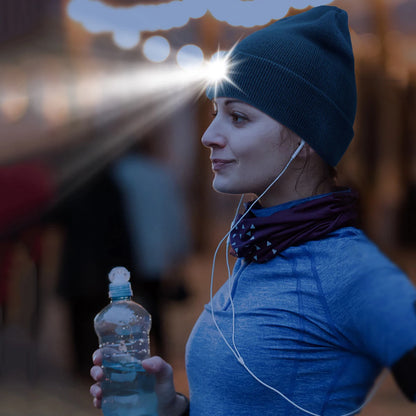 LED Beanie with The Light Unisex USB Rechargeable Headlamp Winter Knitted Cap Gifts For Men Dad Father USB Rechargeable Caps by Anti Spier