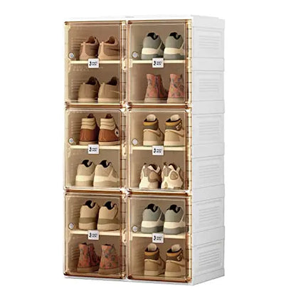 Shoe Cabinet Storage Box, Portable Folding Shoe Rack, Large Sports Shoes Cabinet Box Strong and Easy To Assemble 8-16 Grids by Anti Spier