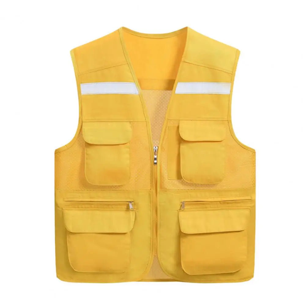 Stylish Vest Coat Breathable Cargo Vest Mesh Stitching Reflective Night Safety Waistcoat Safe by Anti Spier