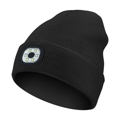 LED Beanie with The Light Unisex USB Rechargeable Headlamp Winter Knitted Cap Gifts For Men Dad Father USB Rechargeable Caps by Anti Spier