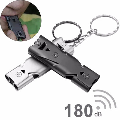 1Pcs Double Pipe Whistle Pendant Keychain High Decibel Portable Outdoor Survival Emergency Camping Tool Multifunction Whistle by Anti Spier