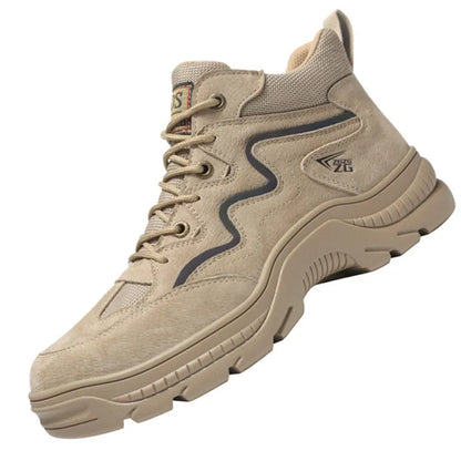 Reflective Strip Design Safety Work Shoes For Men Cow Suede Leather Indestructible Construction Boots Steel Toe Male Footwear by Anti Spier