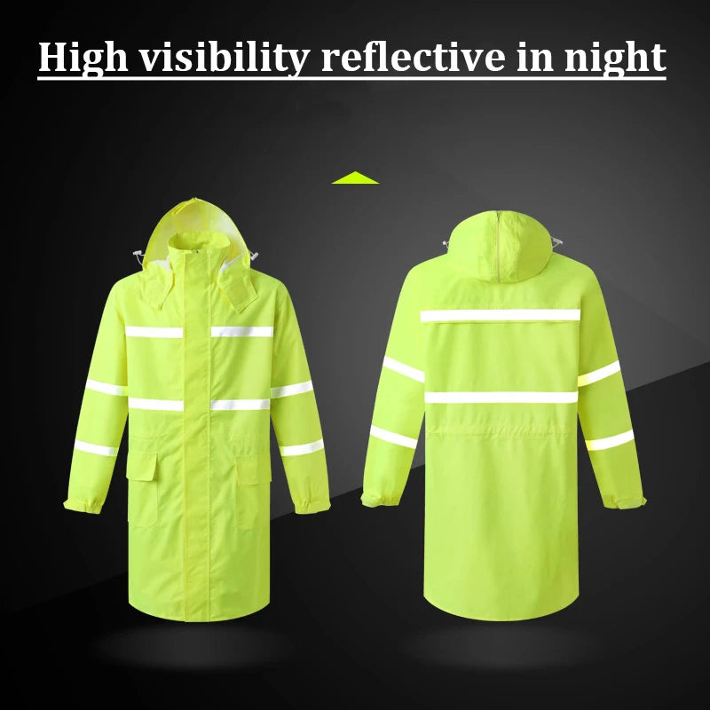 Hi Vis Rain Jacket Reflective Safety Long Rain Coat for Men And Women by Anti Spier