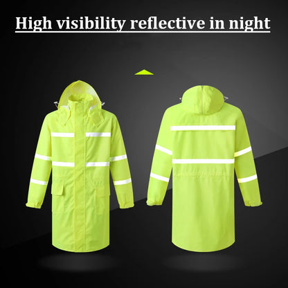 Hi Vis Rain Jacket Reflective Safety Long Rain Coat for Men And Women by Anti Spier