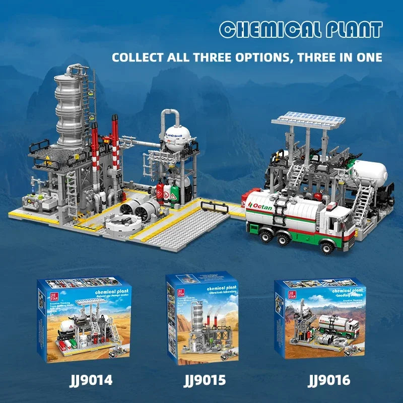 City Street View Building Blocks Natural Gas Storage Center Laboratory Transport Station 3 In 1 Assembly Model Bricks Kids Toys by Anti Spier