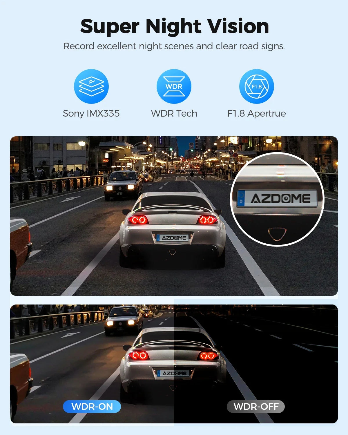 2024 New AZDOME Dash Cam PG18S 12" Full Screen Touching Stream Mirror WiFI Front Rear Cam Car DVR FHD Video Recorder Night Visio by Anti Spier