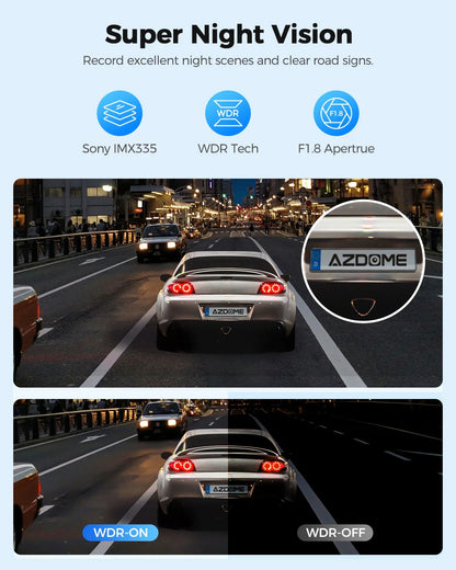 2024 New AZDOME Dash Cam PG18S 12" Full Screen Touching Stream Mirror WiFI Front Rear Cam Car DVR FHD Video Recorder Night Visio by Anti Spier