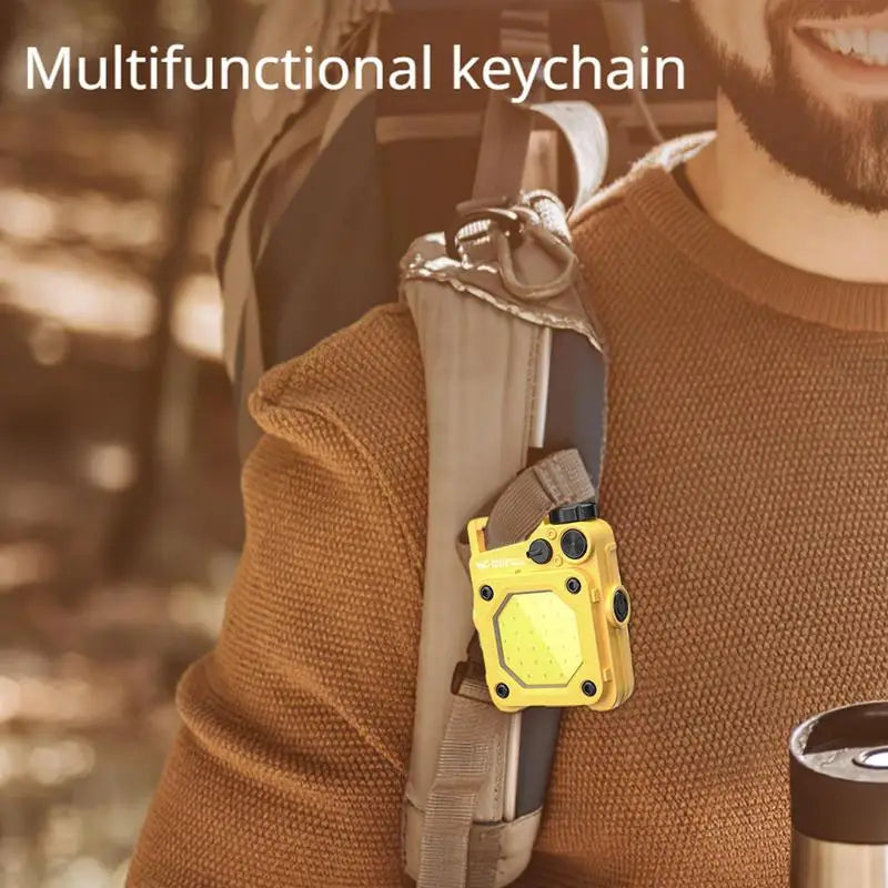 Mini LED Portable Keychain Flashlight Multifunction COB Work Light USB Rechargeable Strong Magnet Outdoor Camping Lantern by Anti Spier