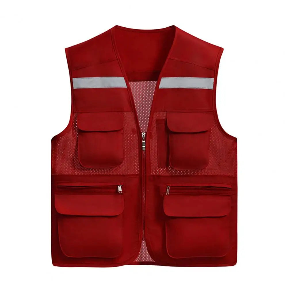 Stylish Vest Coat Breathable Cargo Vest Mesh Stitching Reflective Night Safety Waistcoat Safe by Anti Spier