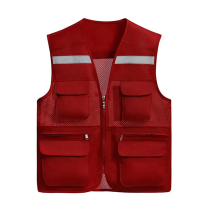Stylish Vest Coat Breathable Cargo Vest Mesh Stitching Reflective Night Safety Waistcoat Safe by Anti Spier