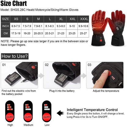 Savior Heat Winter Motorcycle Heated Gloves 7.4V Safe Outdoors Sports Electric Heating Waterproof Windproof KNUCKLE EN13594 by Anti Spier