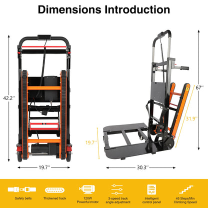 Electric Stair Climbing Hand Trucks 440-880lb Capacity Aluminum Stair Climber Dolly Moving Heavy for Moving Furniture Logistics by Anti Spier
