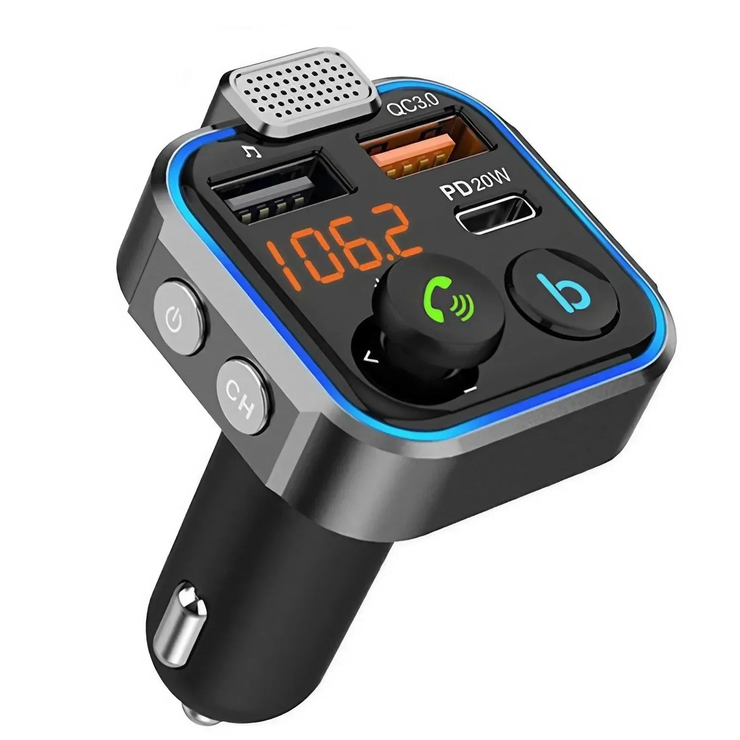 Bluetooth 5.0 FM Transmitter Car Kit - Wireless Hands-Free MP3 Player, Dual USB Quick Charger, PD 20W + QC 3.0, Car Audio Receiv by Anti Spier
