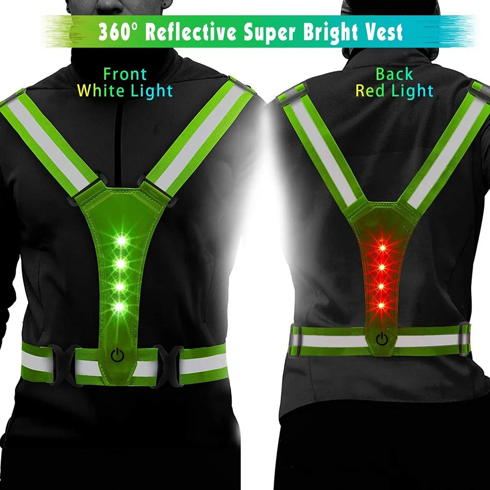 LED Reflective Running Vest,Adjustable Elastic Running Safety Gear LED Light Up Vest Perfect for Running,Walking,Cycling by Anti Spier