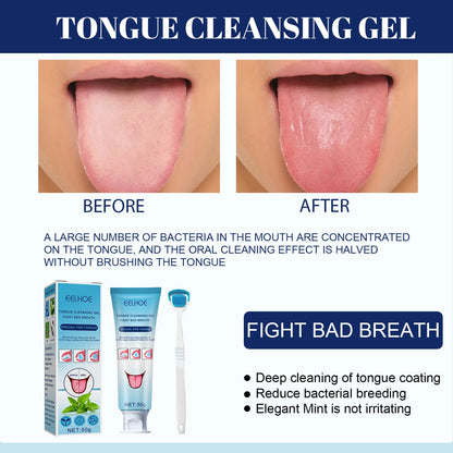 Tongue Cleansing Gel Tongue Coating Removal Kit Removing Thick White Tongue Coating,Balance Flora Freshing Breath Oral Care Tool by Anti Spier