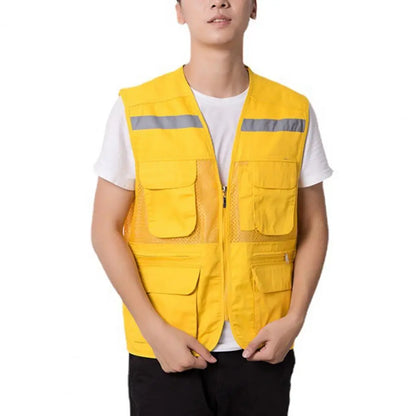 Stylish Vest Coat Breathable Cargo Vest Mesh Stitching Reflective Night Safety Waistcoat Safe by Anti Spier