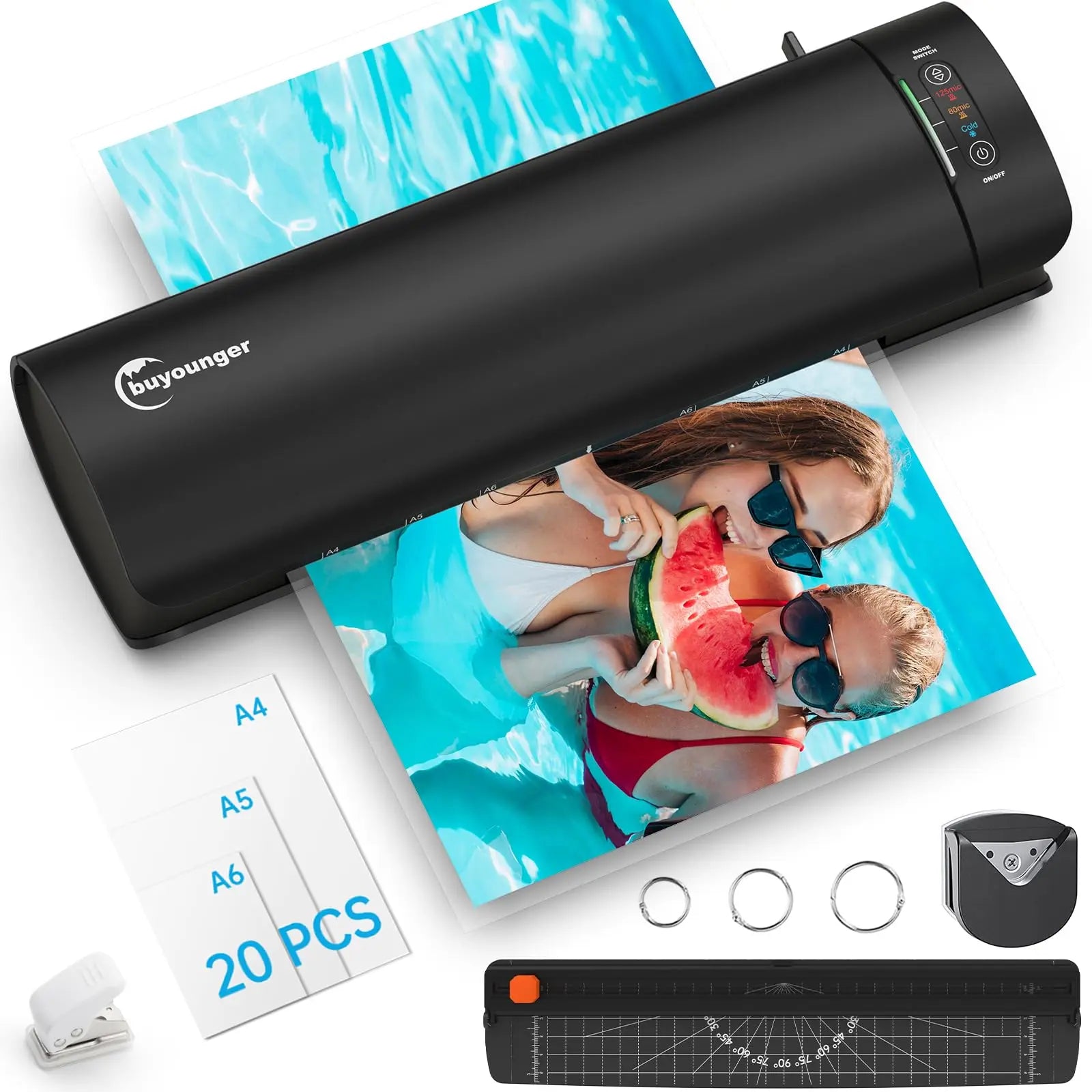 Laminator, Laminator Machine with Laminating Sheets & 60s Warm Up, 6 in 1 Hot & Cold A4 Laminating Machine, 9 Inch by Anti Spier