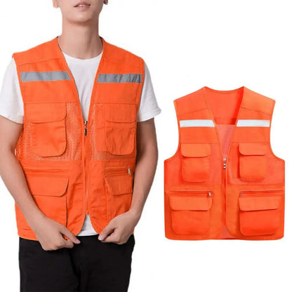 Stylish Vest Coat Breathable Cargo Vest Mesh Stitching Reflective Night Safety Waistcoat Safe by Anti Spier